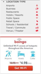 Boingo Wifi Location Types