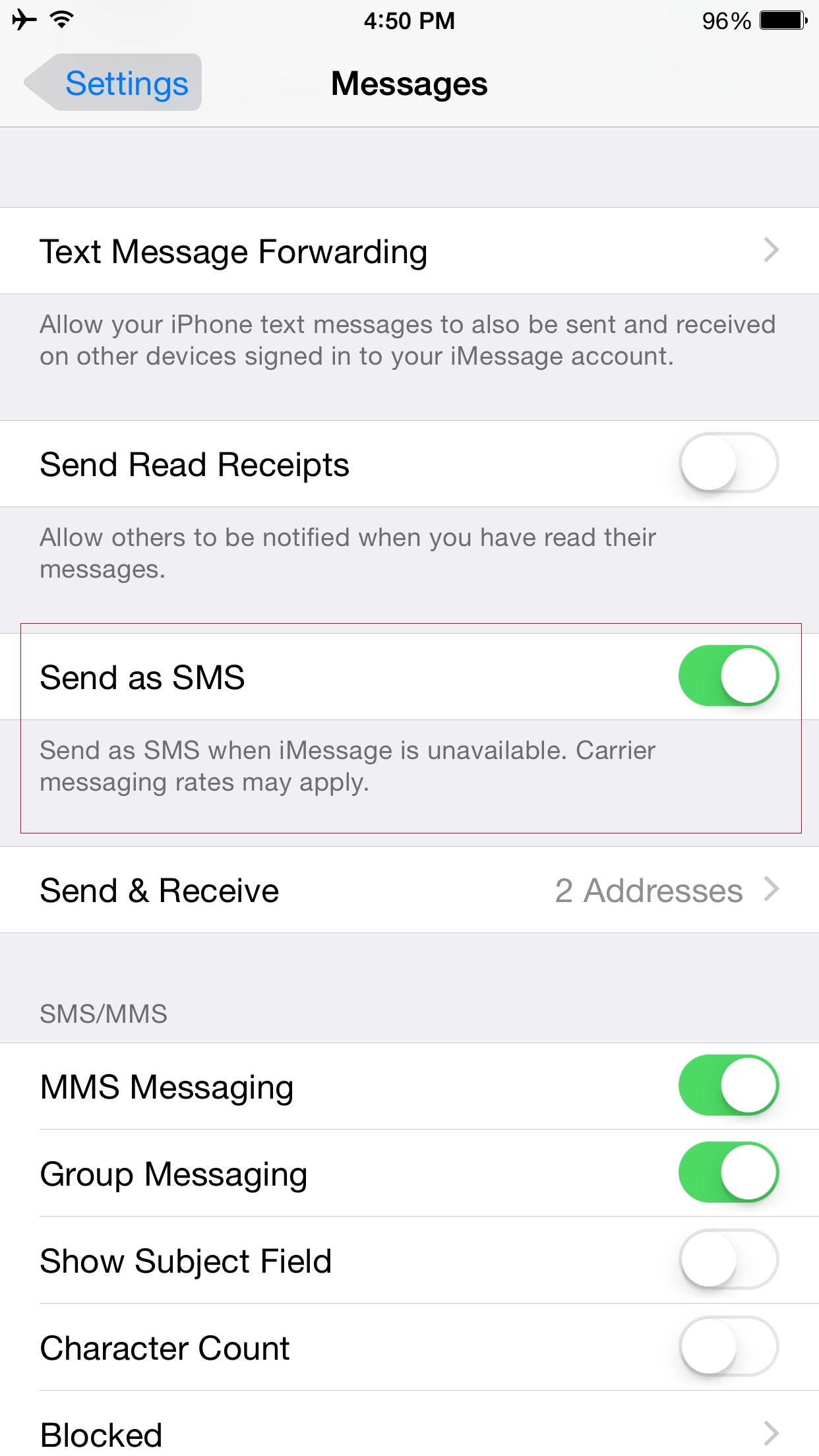 Turn SMS on iPhone AT&T Passport via live work anywhere
